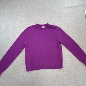 J.Crew Sweater Women S Purple Excellent Boatneck Shoulder Button Long Sleeve